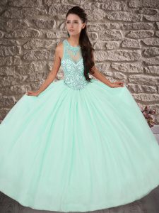 Captivating Apple Green Sleeveless Beading Lace Up Quinceanera Dresses