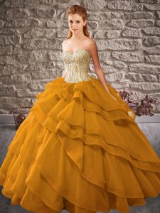 Fashion Sleeveless Beading and Ruffled Layers Lace Up Quinceanera Dresses