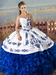Captivating Sleeveless Lace Up Floor Length Embroidery and Ruffles Quinceanera Gowns