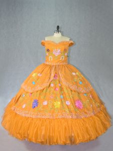 Shining Sleeveless Lace Up Floor Length Embroidery Vestidos de Quinceanera