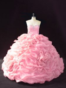 Organza Sleeveless Quinceanera Dress Court Train and Beading and Pick Ups and Hand Made Flower