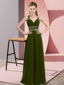 Colorful Olive Green Prom and Party with Beading Straps Sleeveless Backless