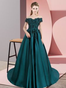 Superior Teal Ball Gowns Lace Quince Ball Gowns Zipper Satin Sleeveless Floor Length