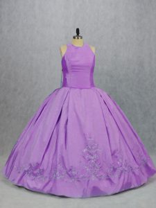 Admirable Lilac Scoop Neckline Embroidery Quinceanera Gowns Sleeveless Zipper