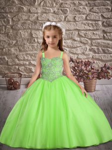 Straps Neckline Beading Little Girls Pageant Dress Sleeveless Lace Up