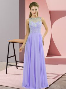 Cute Lavender Zipper High-neck Beading Prom Party Dress Chiffon Sleeveless