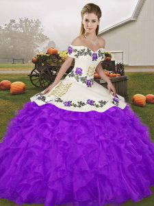 Sophisticated Floor Length Ball Gowns Sleeveless Purple Ball Gown Prom Dress Lace Up