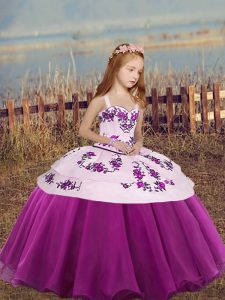 Graceful Organza Sleeveless High Low Pageant Dresses and Embroidery
