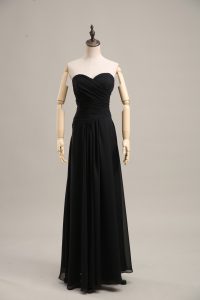 Exquisite Floor Length Empire Sleeveless Black Juniors Evening Dress Zipper