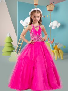 Sleeveless Zipper Floor Length Beading and Embroidery Winning Pageant Gowns