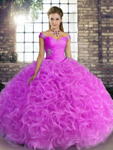 Beading Quinceanera Gowns Lilac Lace Up Sleeveless Floor Length