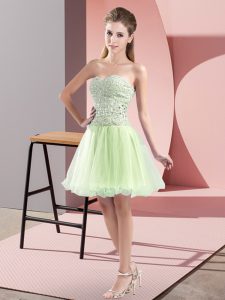 High Class Mini Length A-line Sleeveless Yellow Green Prom Dresses Zipper