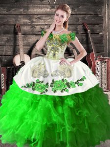 Floor Length Ball Gowns Sleeveless Green Quinceanera Dress Lace Up