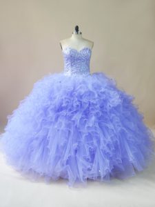 Trendy Floor Length Ball Gowns Sleeveless Lavender 15 Quinceanera Dress Lace Up