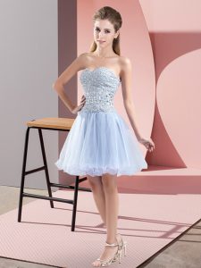 Lavender Sleeveless Beading Mini Length Prom Party Dress