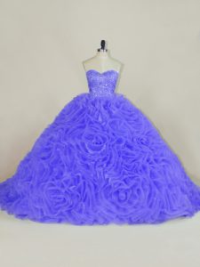 Affordable Purple Sweetheart Neckline Beading and Ruffles Quince Ball Gowns Sleeveless Lace Up