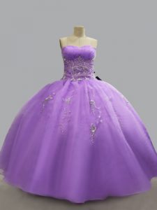 Fashion Lavender Sleeveless Beading Floor Length Quinceanera Dresses