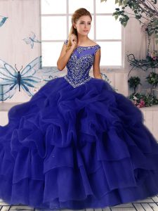 Romantic Purple Sleeveless Beading and Pick Ups Zipper Quinceanera Dress