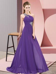 Colorful Sleeveless Lace Up Floor Length Beading Evening Dress