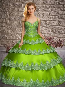 Straps Sleeveless Lace Up Quinceanera Gown Satin