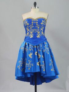 Simple A-line Casual Dresses Blue Sweetheart Sleeveless Mini Length Lace Up