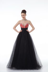 Trendy Tulle Sleeveless Floor Length Prom Evening Gown and Beading