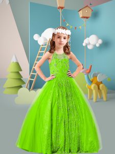 Floor Length Yellow Green Pageant Dress Toddler Scoop Sleeveless Zipper