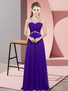 Chiffon Sleeveless Floor Length Red Carpet Gowns and Beading