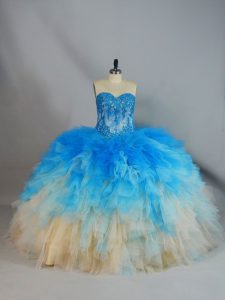 Multi-color Sleeveless Appliques and Ruffles Quinceanera Dresses