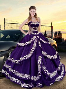 Purple Vestidos de Quinceanera Sweetheart Sleeveless Lace Up