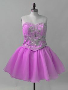 Lilac Sweetheart Neckline Beading Prom Evening Gown Sleeveless Lace Up