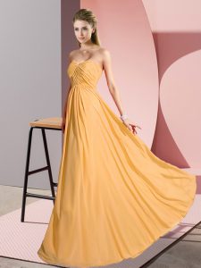 Gorgeous Gold Sweetheart Lace Up Ruching Homecoming Dress Sleeveless