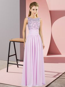 Enchanting Lilac Empire Scoop Sleeveless Chiffon Backless Beading Prom Dresses