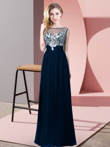 New Style Scoop Sleeveless Chiffon Prom Gown Beading Backless