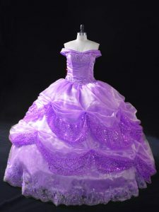 Lavender Sleeveless Beading and Appliques and Sequins 15th Birthday Dress