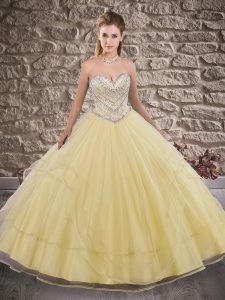 Gold Vestidos de Quinceanera Military Ball and Sweet 16 and Quinceanera with Beading and Ruffles Sweetheart Sleeveless B