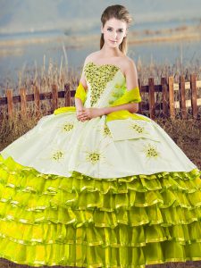 Suitable Floor Length Ball Gowns Sleeveless Olive Green Quinceanera Dresses Lace Up