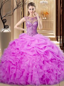 Floor Length Ball Gowns Sleeveless Lilac Sweet 16 Dress Lace Up