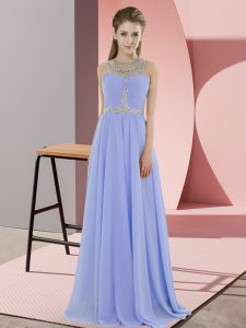 Chic Lavender Sleeveless Beading Floor Length Celebrity Dresses