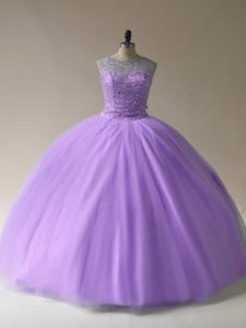 Dazzling Sleeveless Lace Up Floor Length Beading 15th Birthday Dress