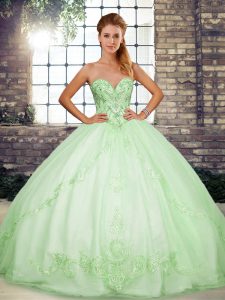 On Sale Sweetheart Sleeveless Lace Up Sweet 16 Quinceanera Dress Apple Green Tulle
