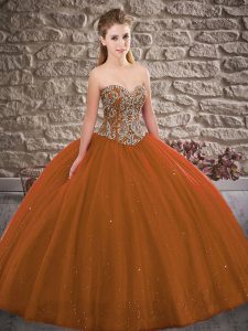 Hot Sale Sweetheart Sleeveless Tulle Quinceanera Gowns Beading Lace Up