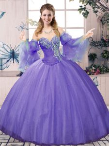 Vintage Lavender Quinceanera Dress Sweet 16 and Quinceanera with Beading Sweetheart Sleeveless Lace Up