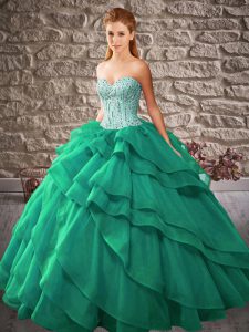 Sumptuous Floor Length Ball Gowns Sleeveless Turquoise 15th Birthday Dress Lace Up
