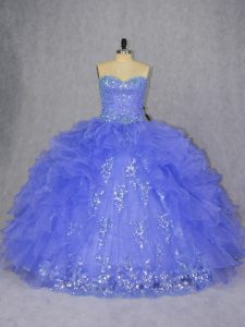 Appliques and Ruffles Sweet 16 Dresses Purple Lace Up Sleeveless Floor Length