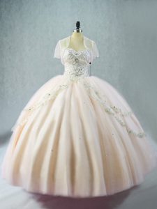 Popular Sleeveless Lace Up Floor Length Beading Quinceanera Dress