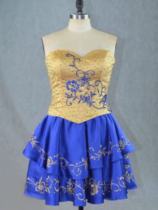 Smart Royal Blue Sweetheart Neckline Beading and Embroidery Evening Dress Sleeveless Lace Up
