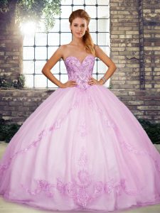 Lilac Sweetheart Lace Up Beading and Embroidery Quinceanera Gown Sleeveless