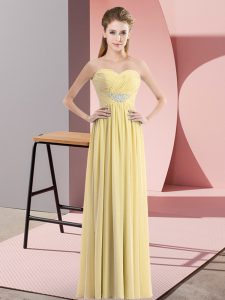 Attractive Floor Length Yellow Junior Homecoming Dress Sweetheart Sleeveless Zipper