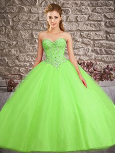 Lace Up Sweet 16 Dresses for Military Ball and Sweet 16 and Quinceanera with Beading Brush Train